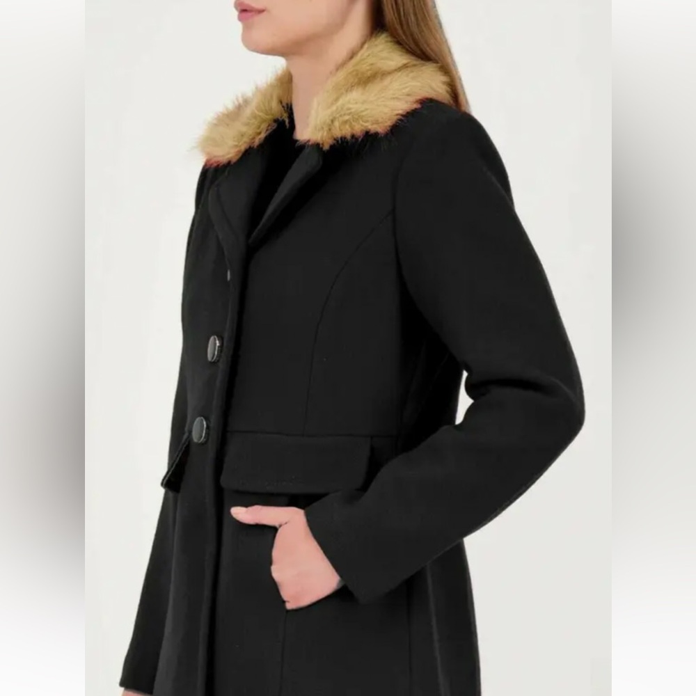 Kate Spade Black Coat with Fur Collar - Picture 4 of 4